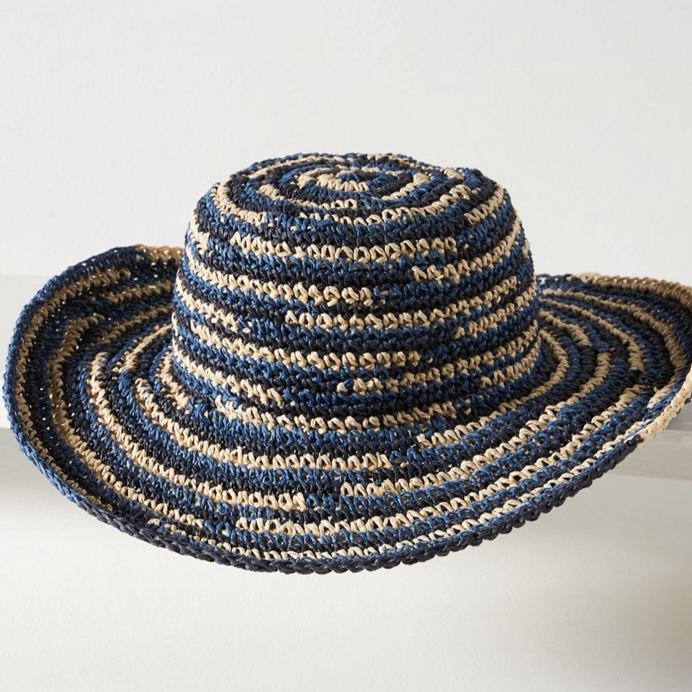 New Anthropologie San Diego Co. Spacedye Bucket Hat Blue cream SummerBeach Pool - Picture 1 of 9